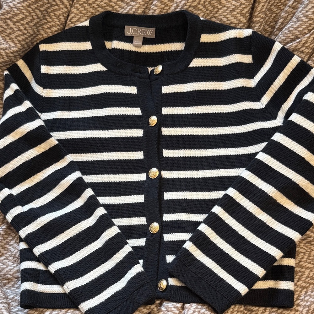 J. Crew Emilie Lady Jacket Black and White Stripe